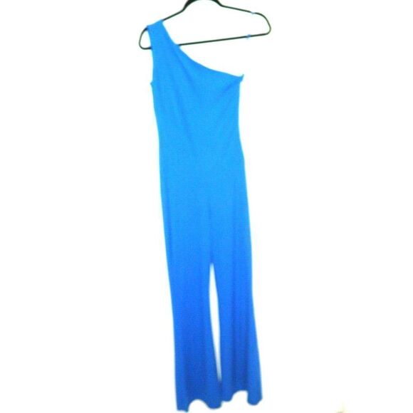 Jean Louis Scherrer Jumpsuit Blue One Shoulder Flowy Legs Zipper Size Small - Picture 3 of 10